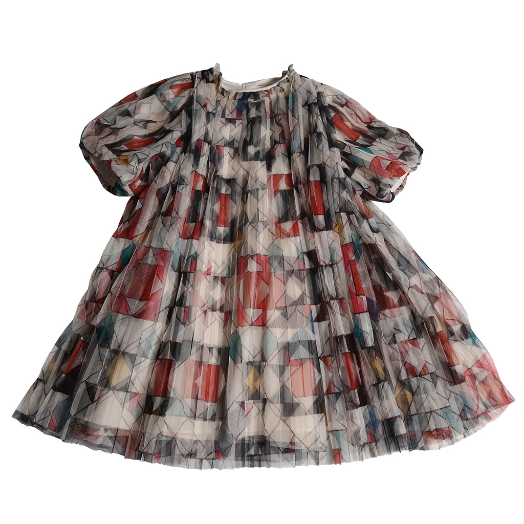 Tia Cibani Kids Child Crush Pleated Smock Dress Rainbow Print