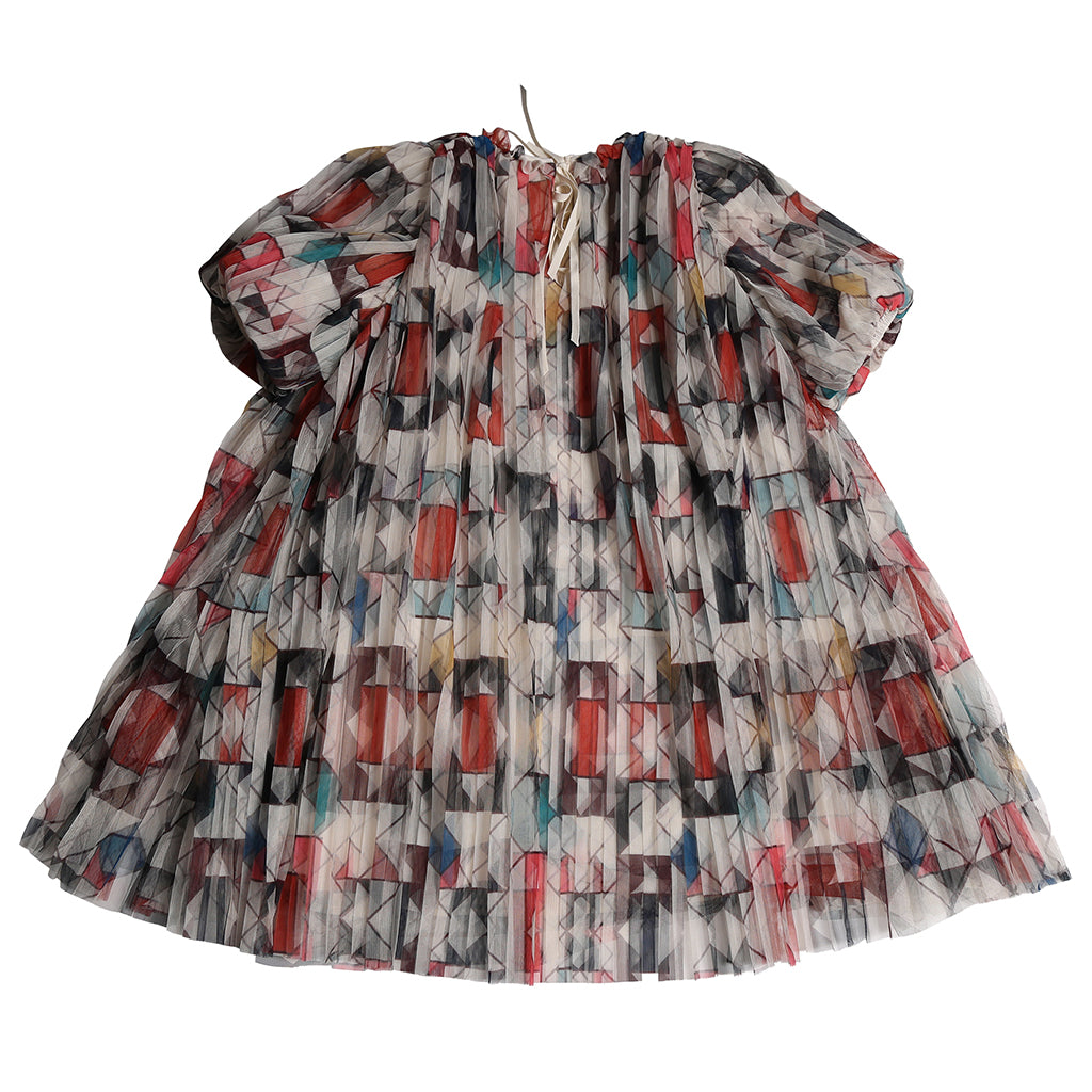 Tia Cibani Kids Child Crush Pleated Smock Dress Rainbow Print