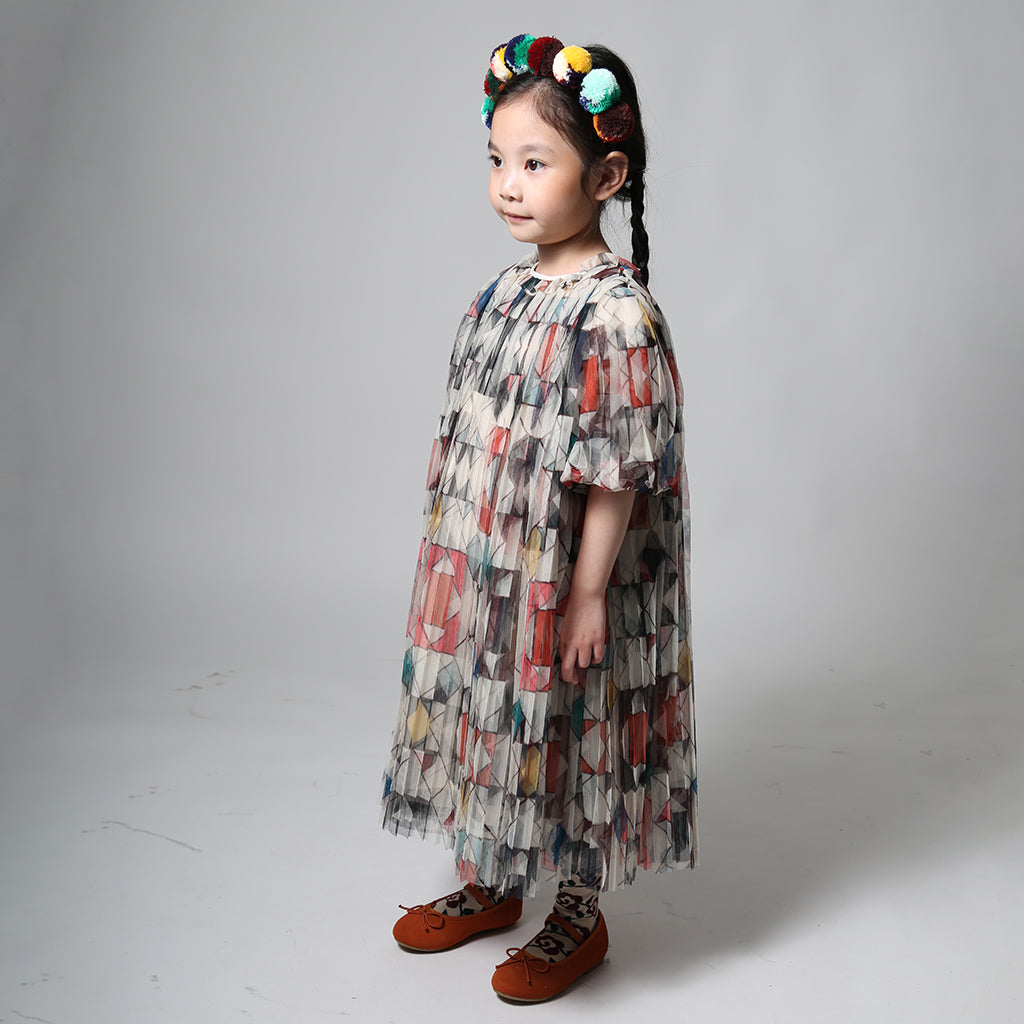 Tia Cibani Kids Child Crush Pleated Smock Dress Rainbow Print
