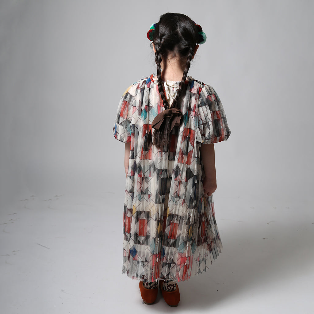 Tia Cibani Kids Child Crush Pleated Smock Dress Rainbow Print