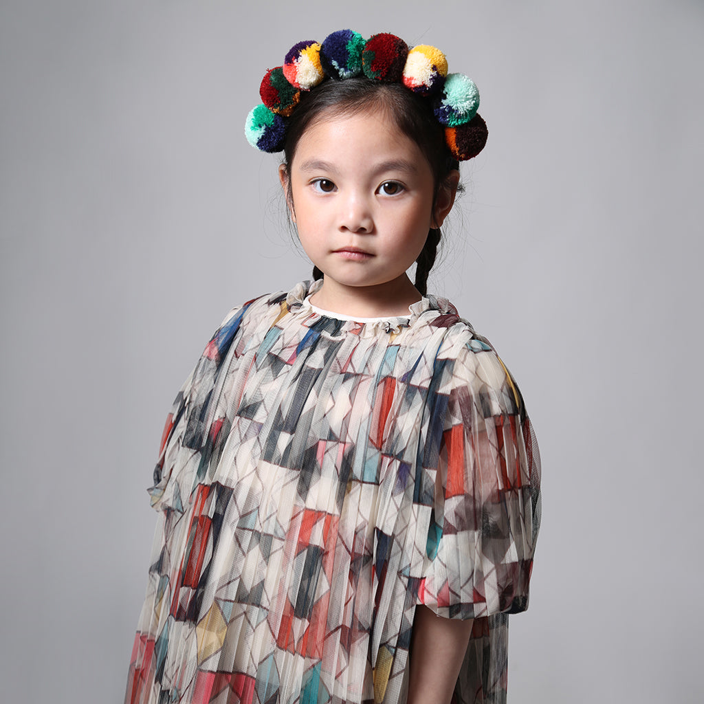 Tia Cibani Kids Child Crush Pleated Smock Dress Rainbow Print