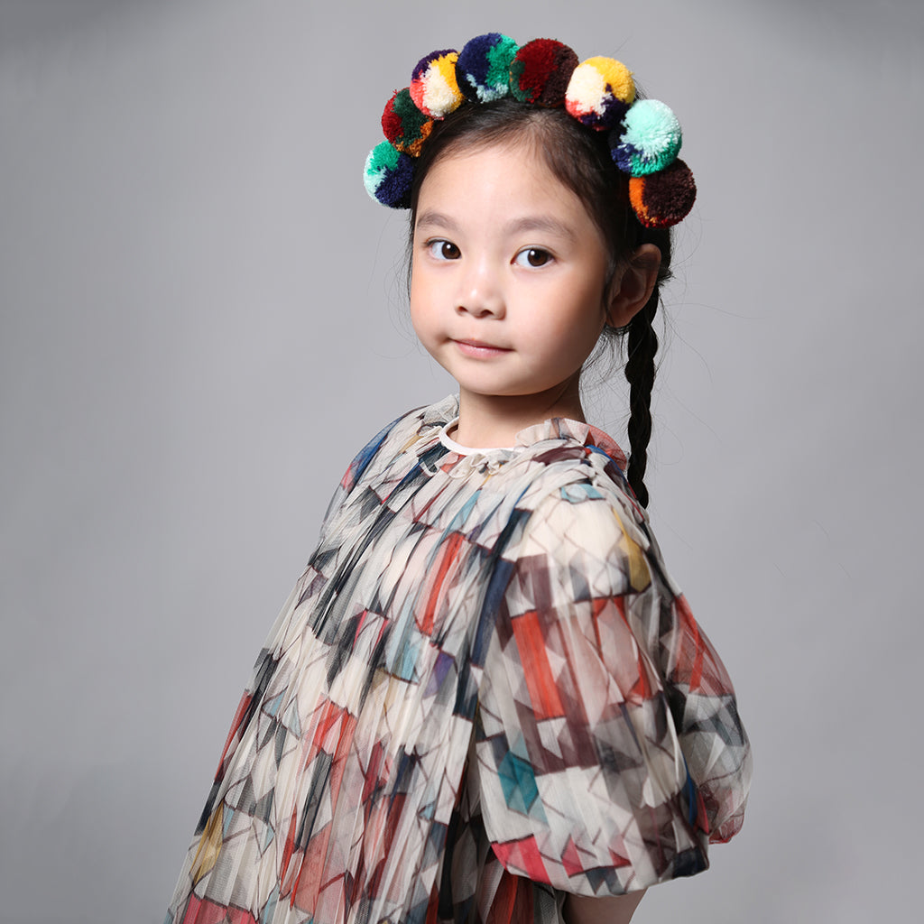 Tia Cibani Kids Child Crush Pleated Smock Dress Rainbow Print