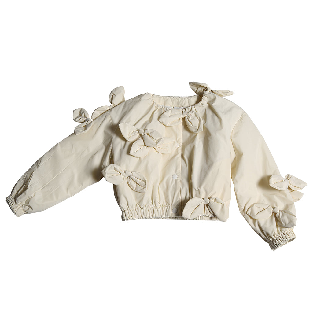 Tia Cibani Kids Child Estrella Bow Bomber Jacket Opal Cream