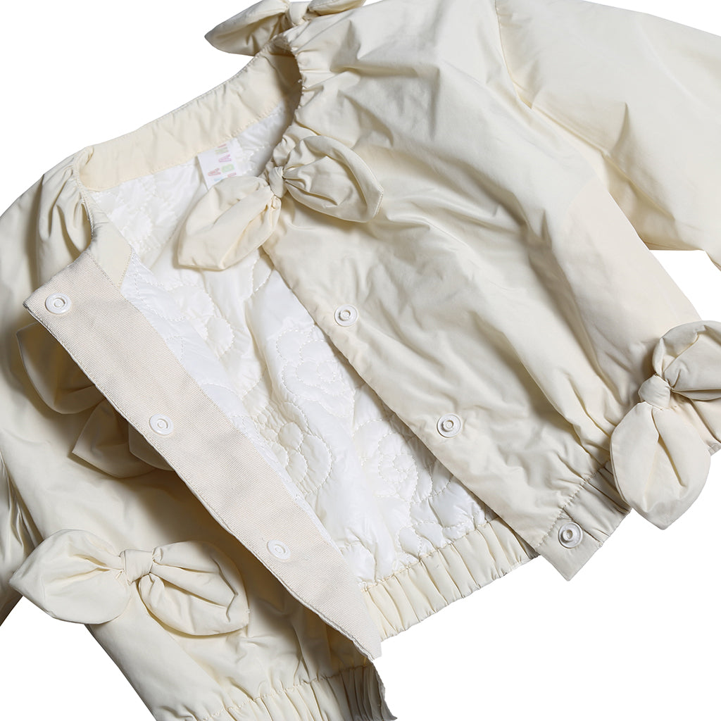 Tia Cibani Kids Child Estrella Bow Bomber Jacket Opal Cream