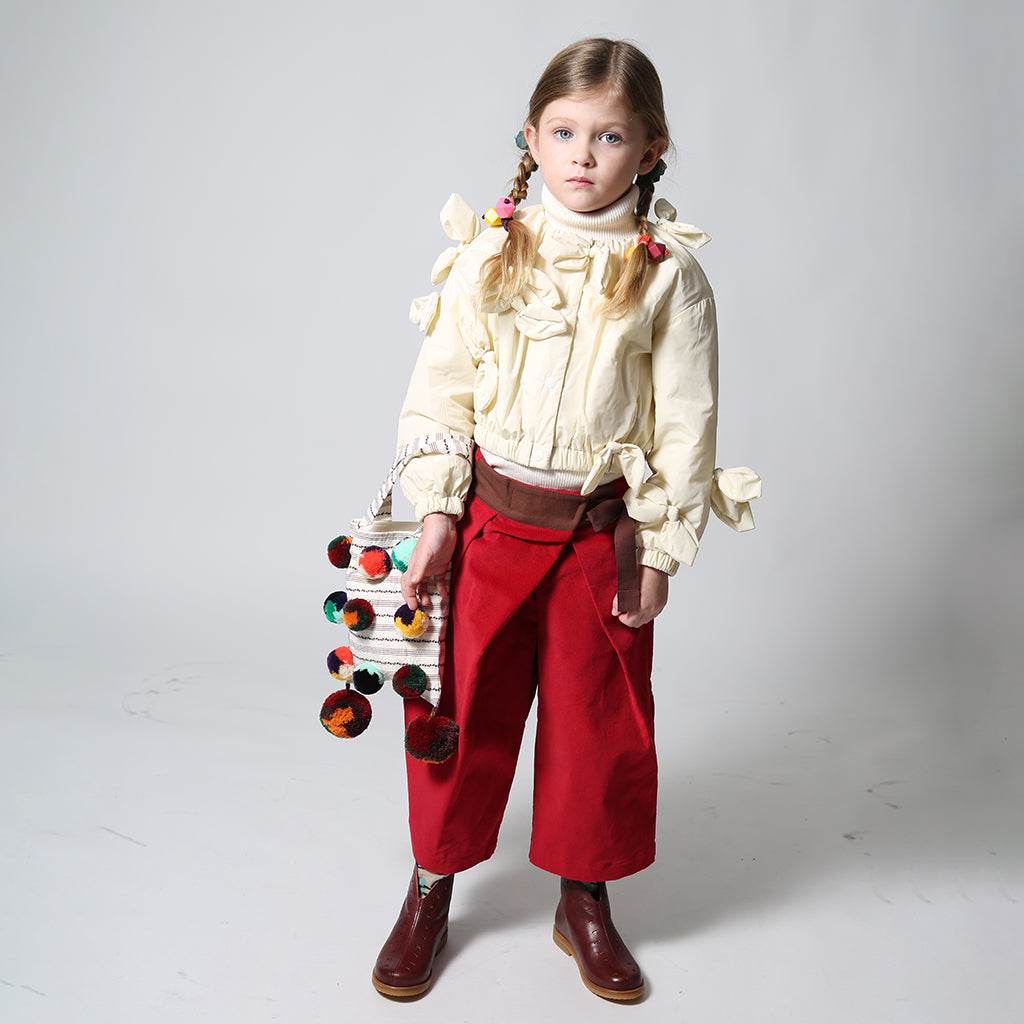 Tia Cibani Kids Child Estrella Bow Bomber Jacket Opal Cream