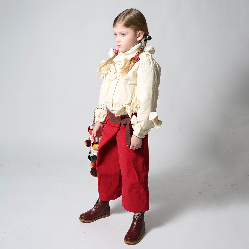 Tia Cibani Kids Child Estrella Bow Bomber Jacket Opal Cream