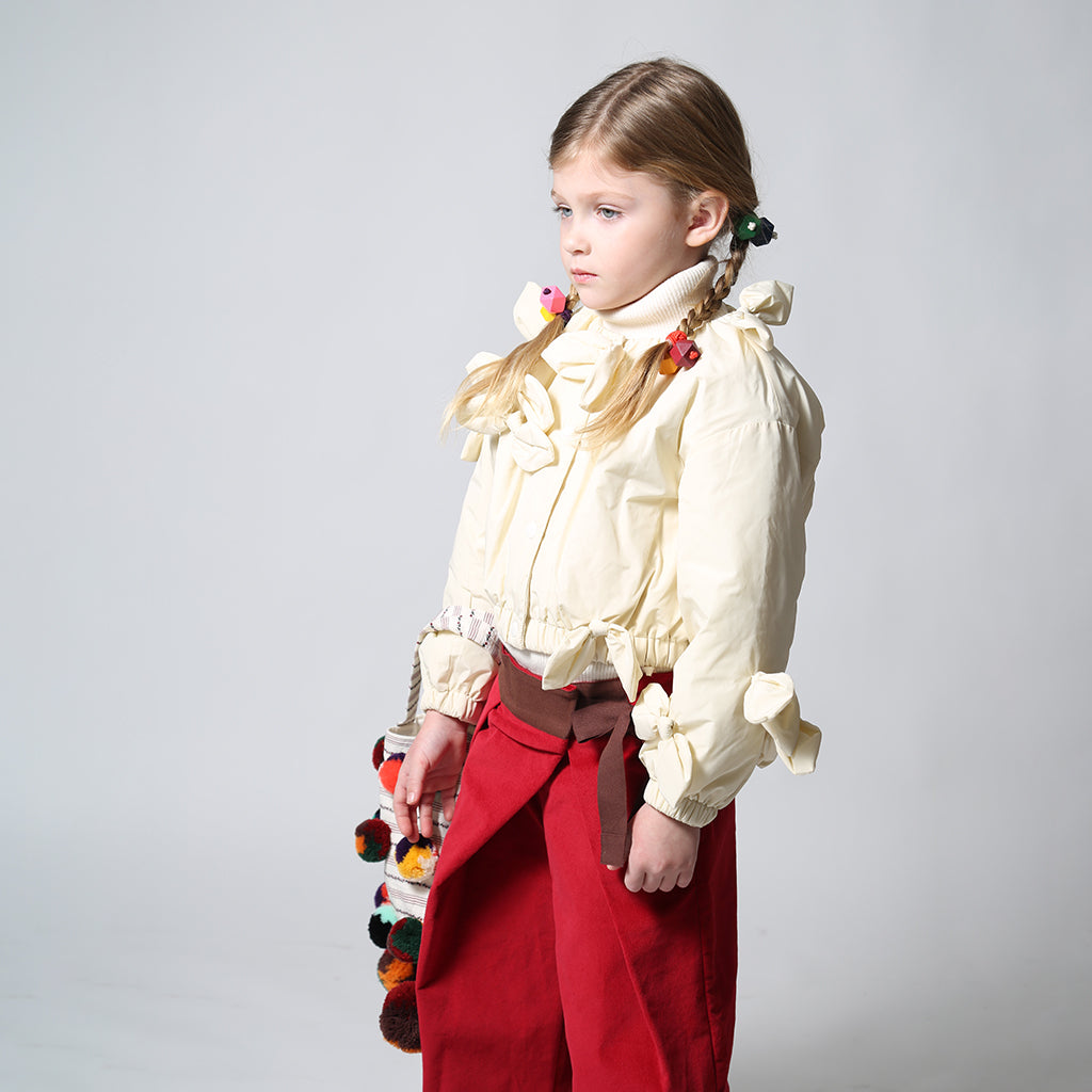 Tia Cibani Kids Child Estrella Bow Bomber Jacket Opal Cream