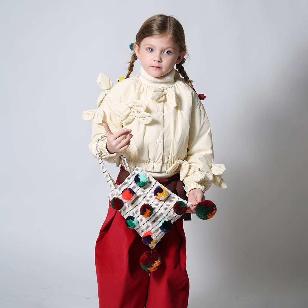 Tia Cibani Kids Child Estrella Bow Bomber Jacket Opal Cream