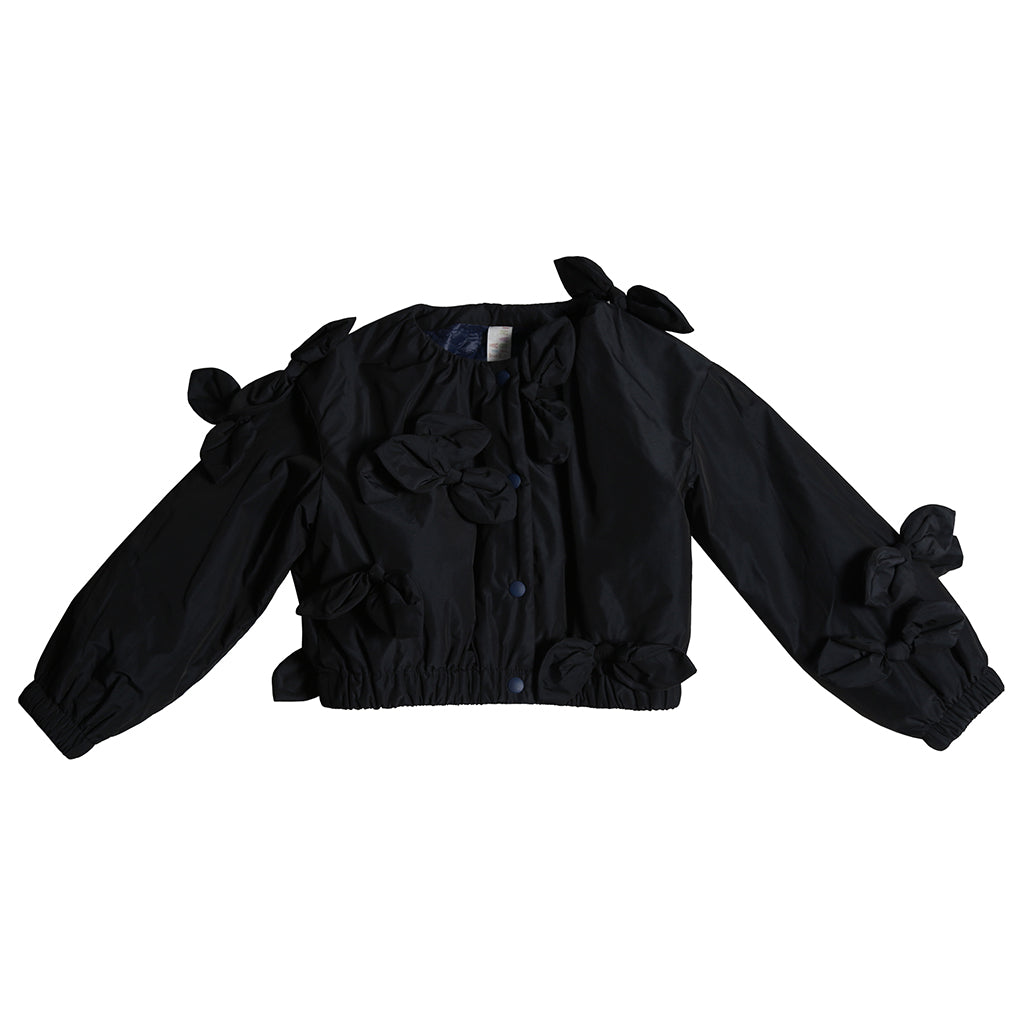 Tia Cibani Kids Child Estrella Bow Bomber Jacket Sapphire Navy Blue