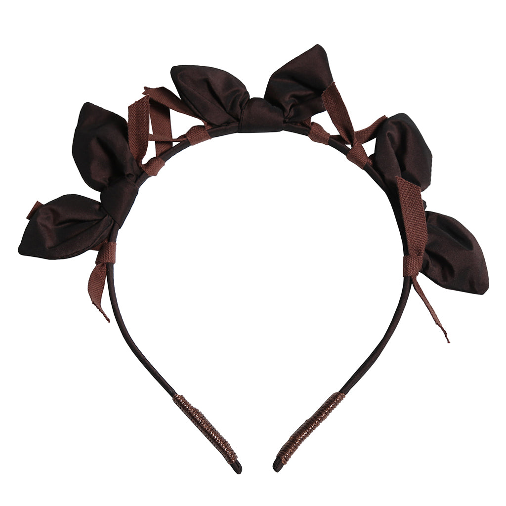 Tia Cibani Kids Child Estrella Bow Crown Headband Raisin Brown