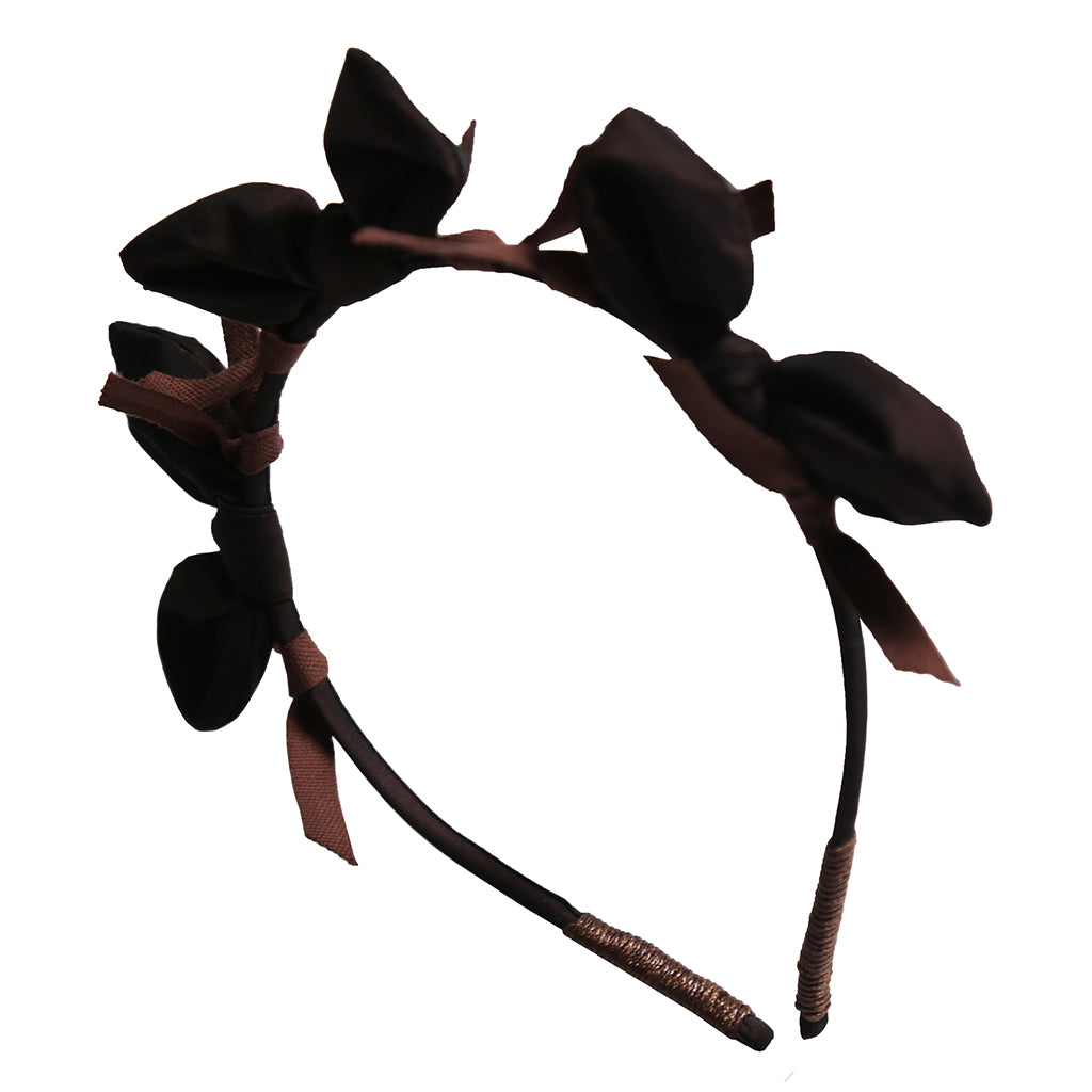 Tia Cibani Kids Child Estrella Bow Crown Headband Raisin Brown