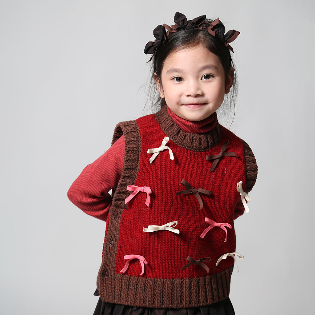 Tia Cibani Kids Child Estrella Bow Crown Headband Raisin Brown