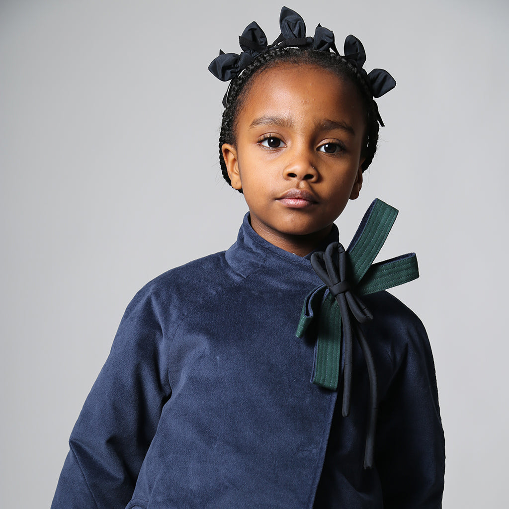 Tia Cibani Kids Child Estrella Bow Crown Headband Sapphire Navy Blue