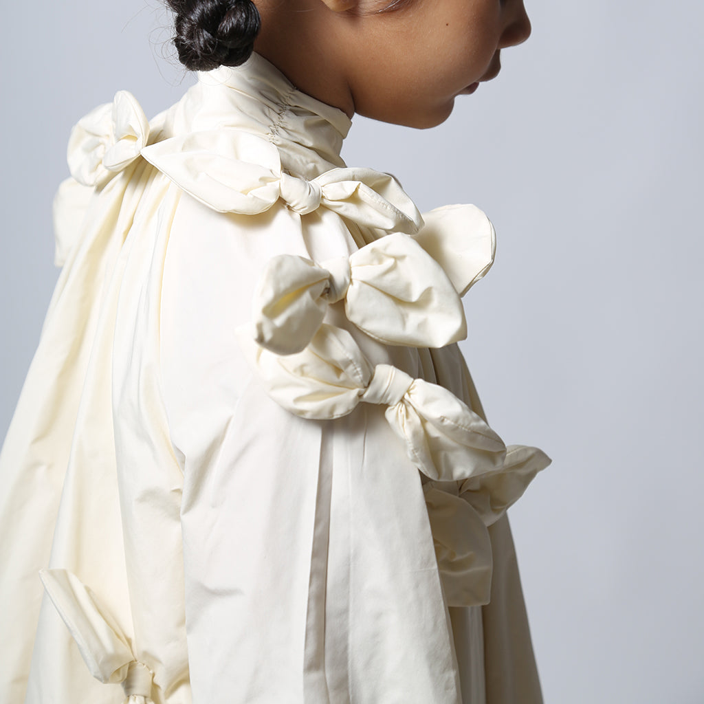 Tia Cibani Kids Child Estrella Bow Dress Opal Cream