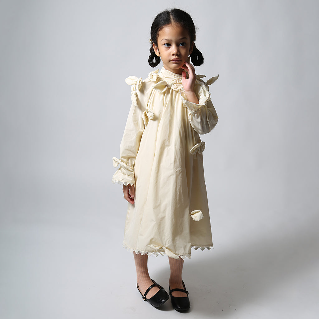 Tia Cibani Kids Child Estrella Bow Dress Opal Cream