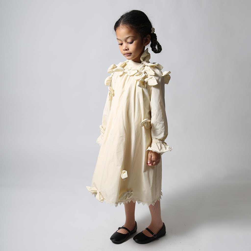 Tia Cibani Kids Child Estrella Bow Dress Opal Cream