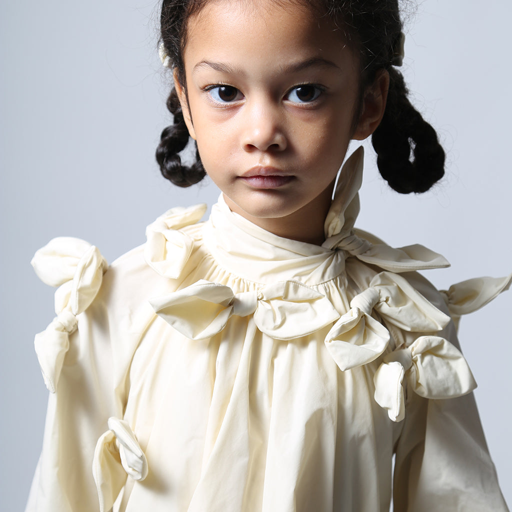 Tia Cibani Kids Child Estrella Bow Dress Opal Cream