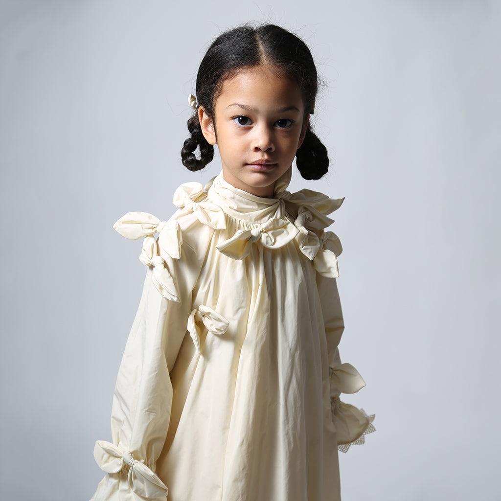 Tia Cibani Kids Child Estrella Bow Dress Opal Cream