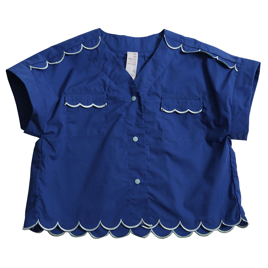 Tia Cibani Kids Child Laurel Scalloped Blouse Aegean Blue