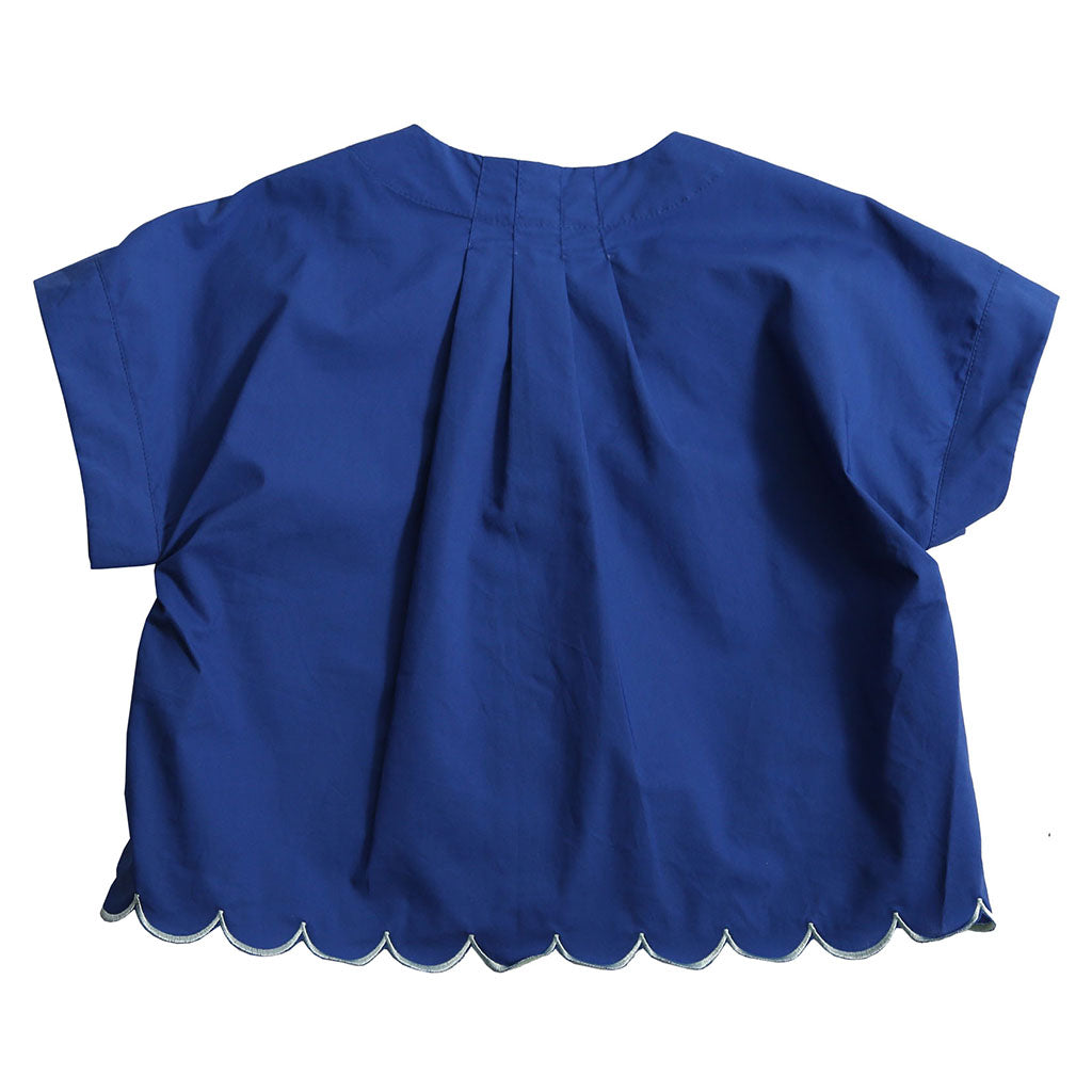 Tia Cibani Kids Child Laurel Scalloped Blouse Aegean Blue