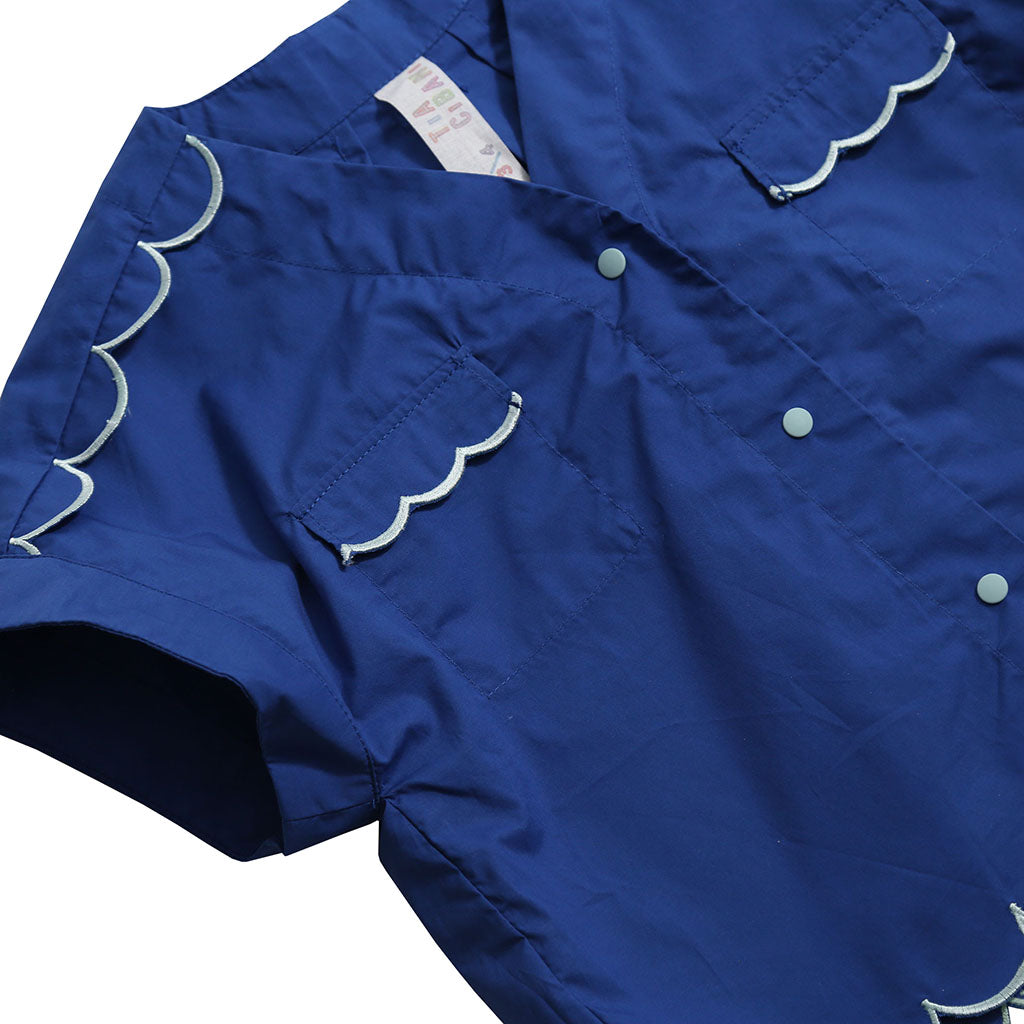 Tia Cibani Kids Child Laurel Scalloped Blouse Aegean Blue