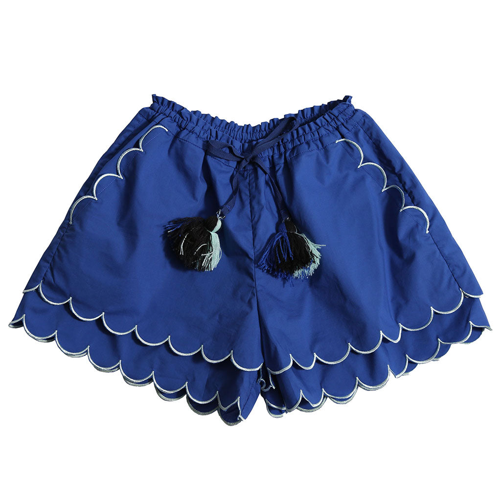 Tia Cibani Kids Child Laurel Scalloped Shorts Aegean Blue