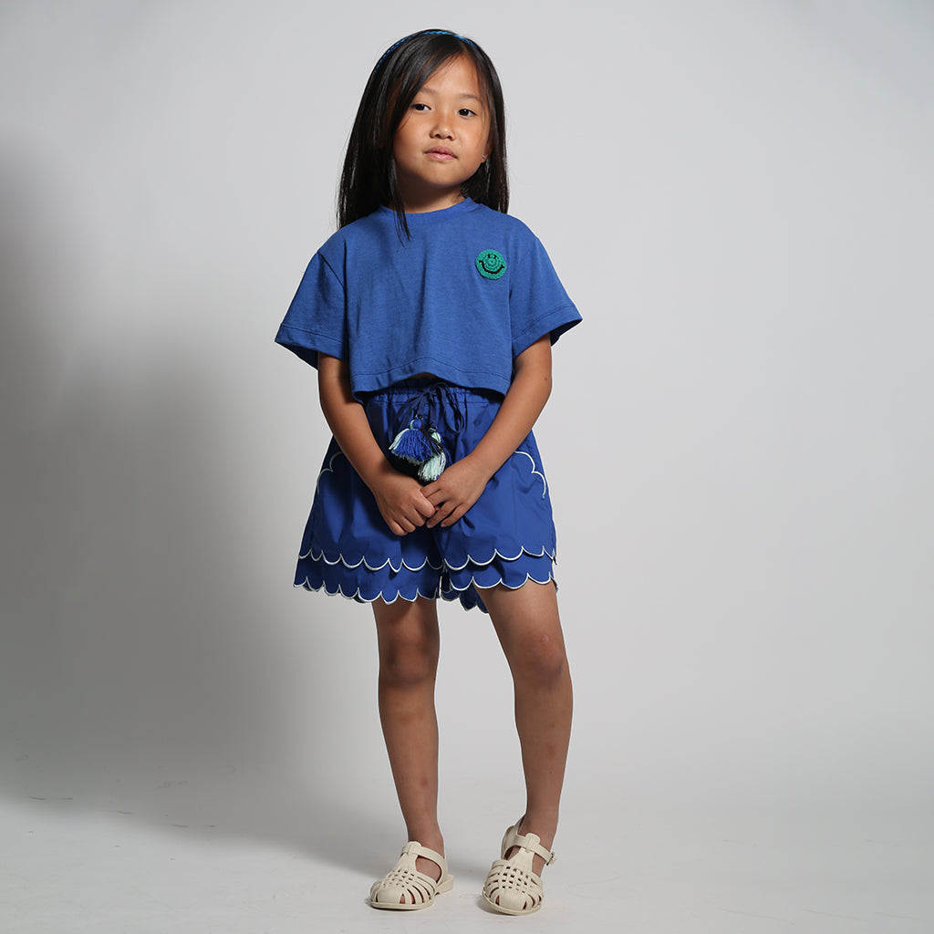 Tia Cibani Kids Child Laurel Scalloped Shorts Aegean Blue
