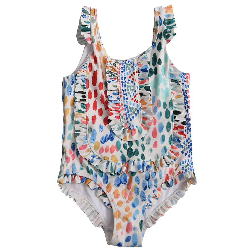 Tia Cibani Kids Child Marina Ruffle Swimsuit Rainbow Print