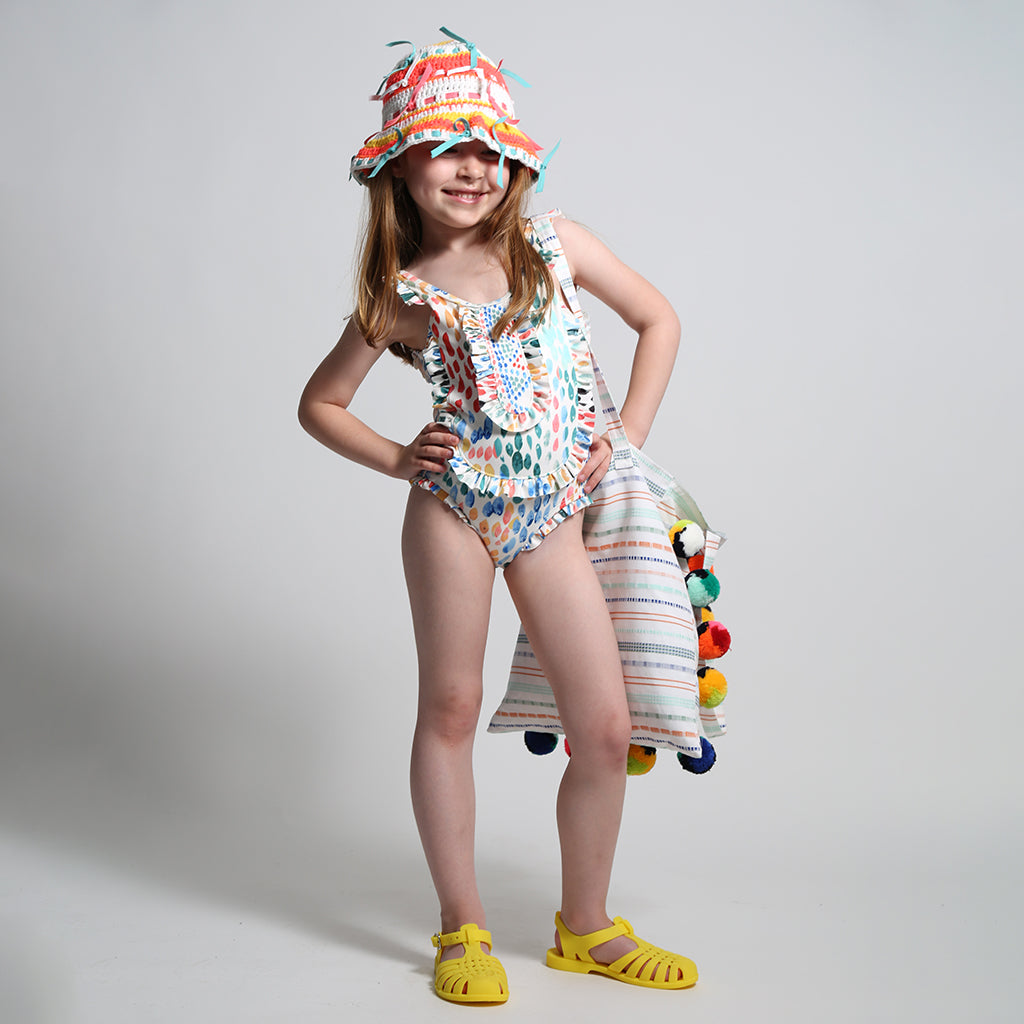 Tia Cibani Kids Child Marina Ruffle Swimsuit Rainbow Print
