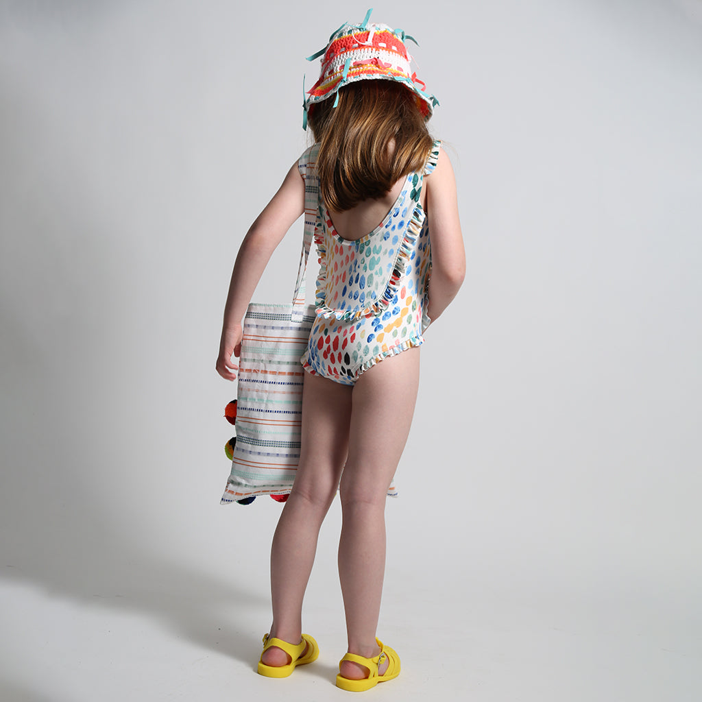 Tia Cibani Kids Child Marina Ruffle Swimsuit Rainbow Print