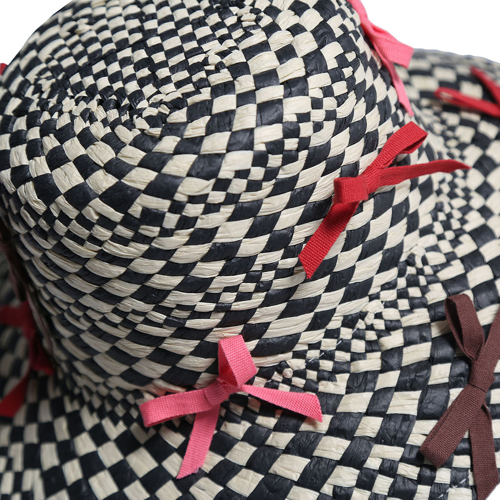 Tia Cibani Kids Child Marisol Bow Raffia Bucket Hat Ruby Red