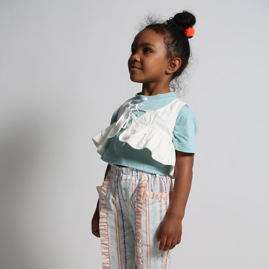 Tia Cibani Kids Child Ophelia Peplum Padded Vest Sugar White