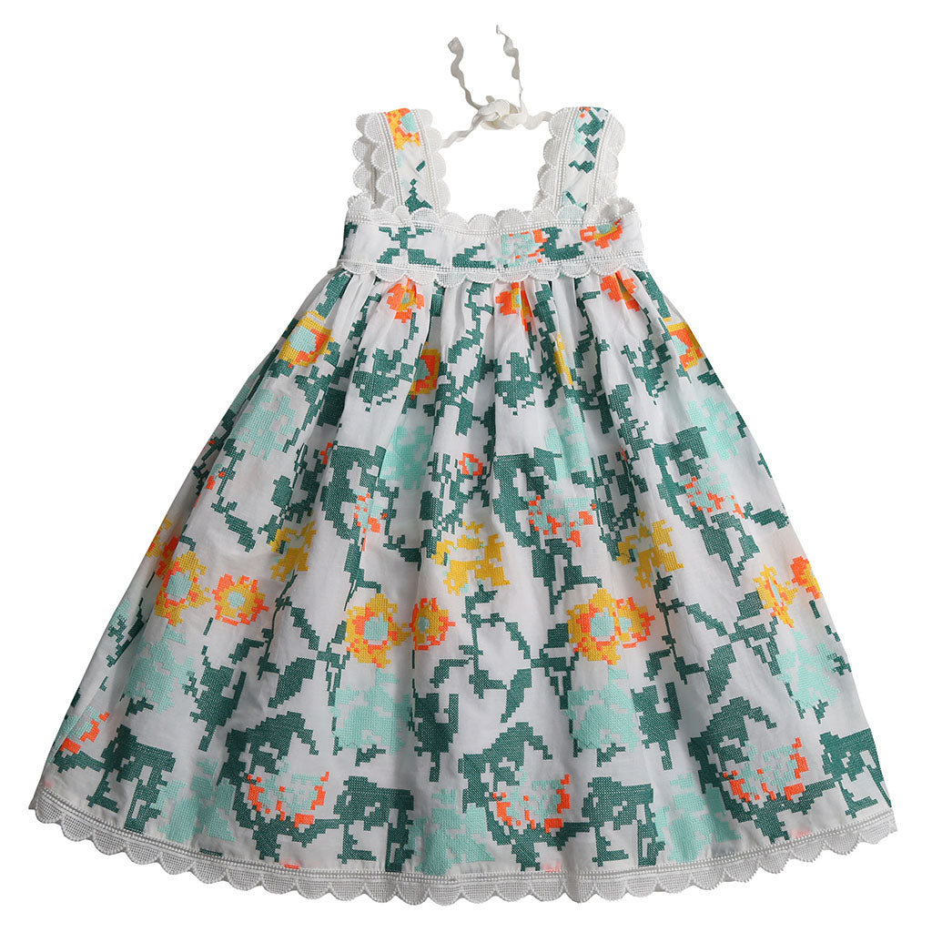 Tia Cibani Kids Child Ophelia Scalloped Dress Multicolour Cyprus Floral