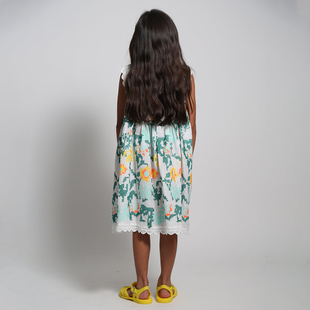 Tia Cibani Kids Child Ophelia Scalloped Dress Multicolour Cyprus Floral
