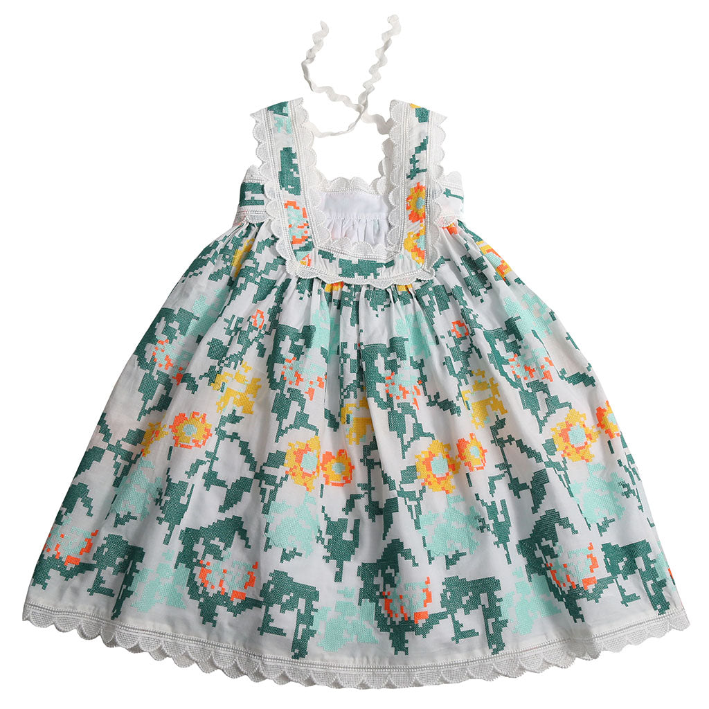 Tia Cibani Kids Child Ophelia Scalloped Dress Multicolour Cyprus Floral