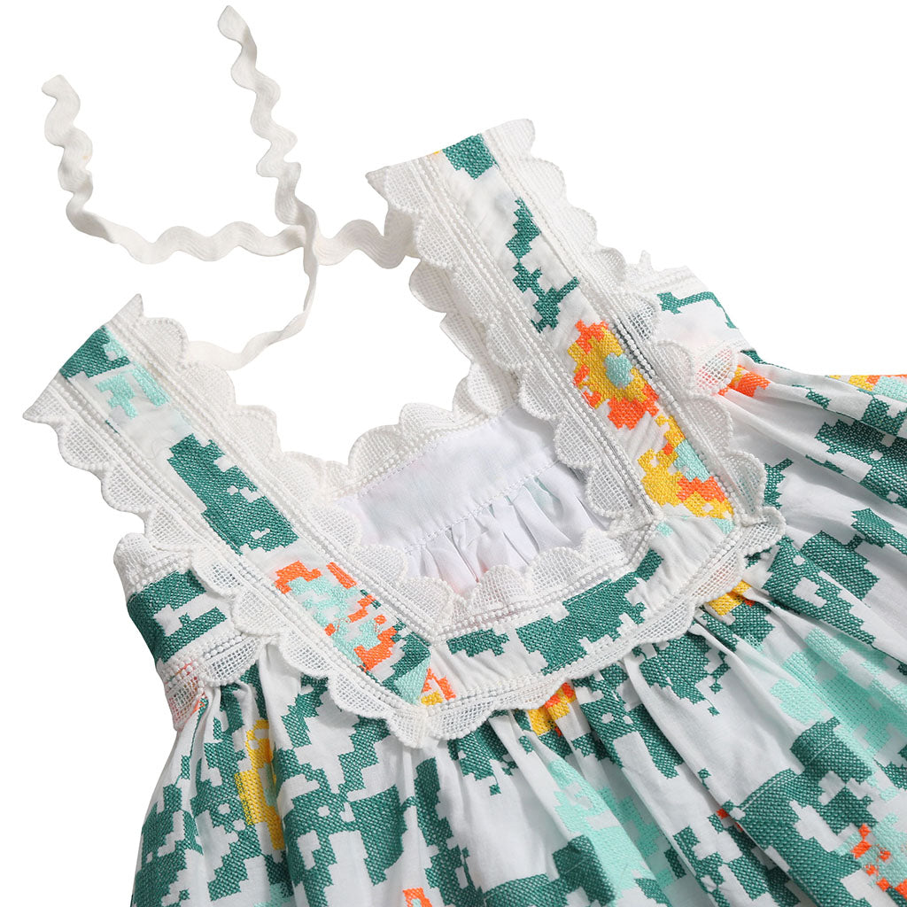 Tia Cibani Kids Child Ophelia Scalloped Dress Multicolour Cyprus Floral