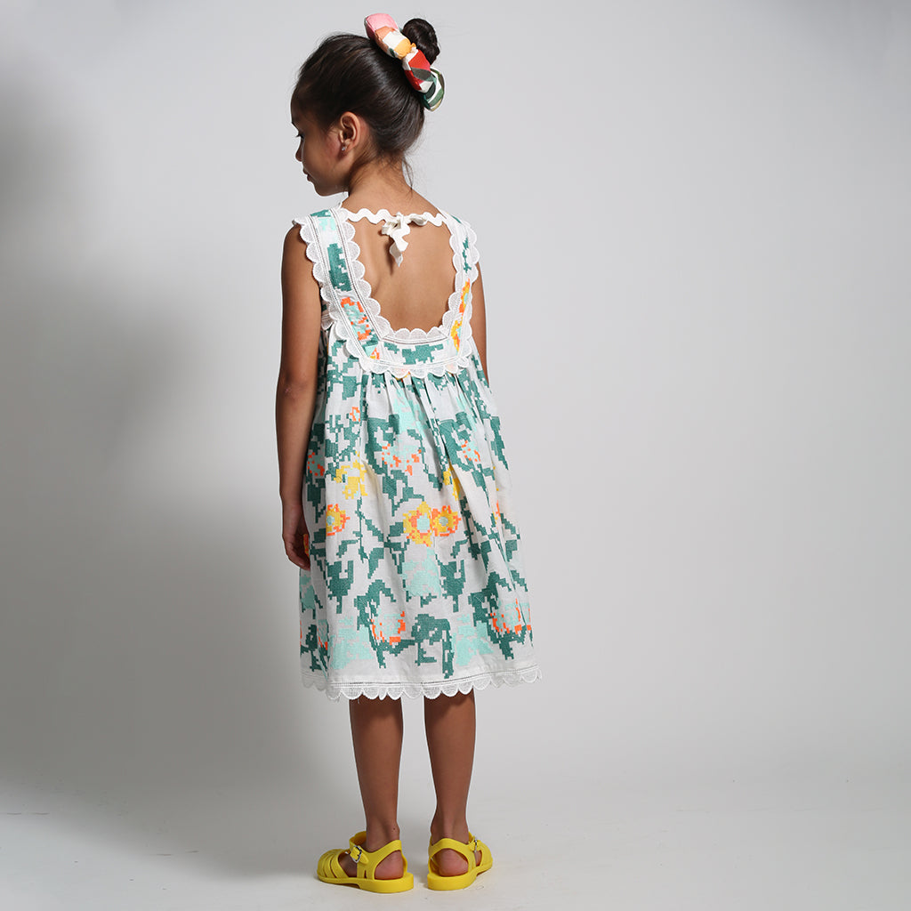Tia Cibani Kids Child Ophelia Scalloped Dress Multicolour Cyprus Floral