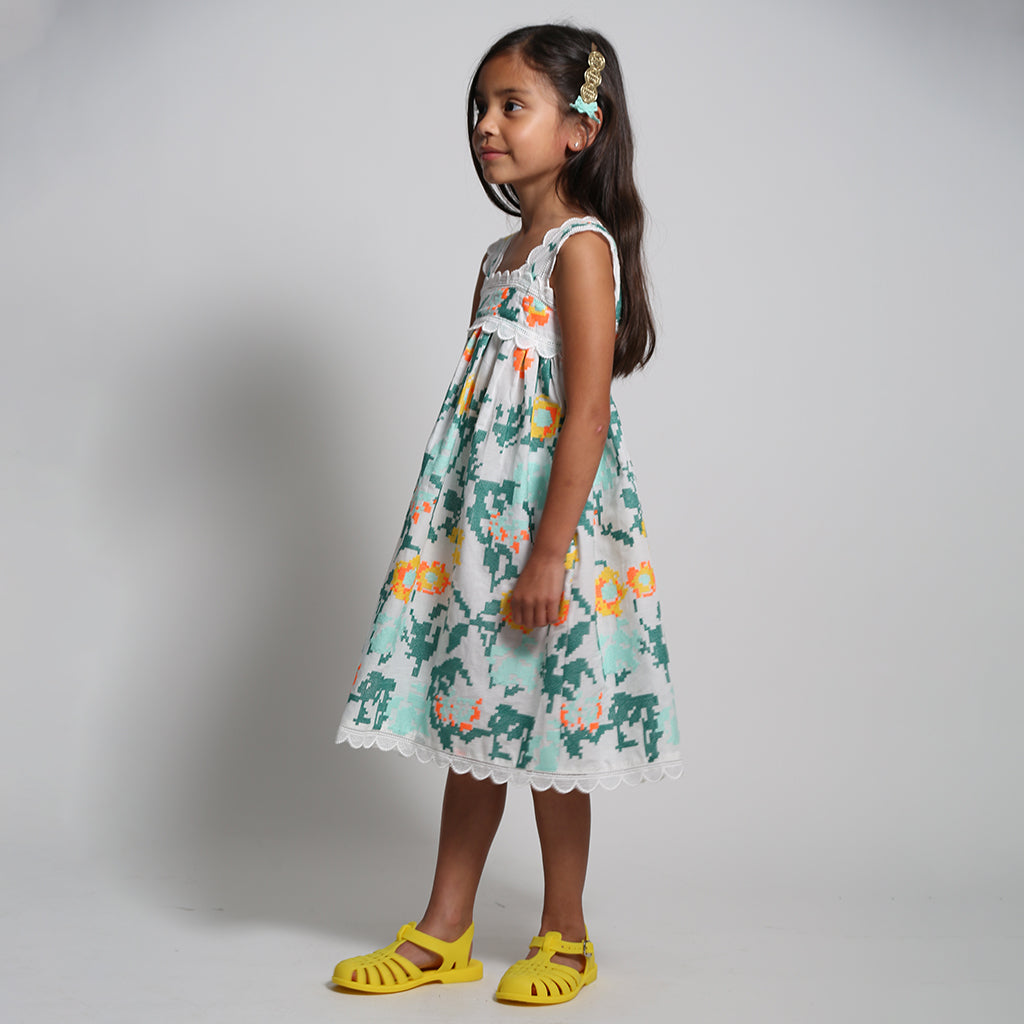 Tia Cibani Kids Child Ophelia Scalloped Dress Multicolour Cyprus Floral