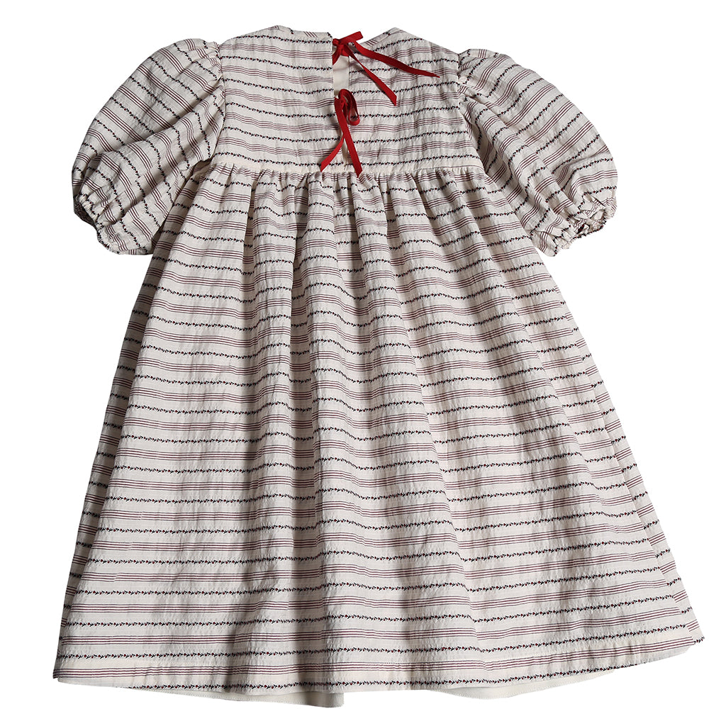 Tia Cibani Kids Child Rosetta Embellished Bib Dress Opal Cream Stripes