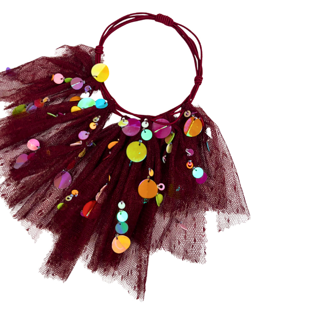 Tia Cibani Kids Child Stella Tulle Scrunchie Berry Red