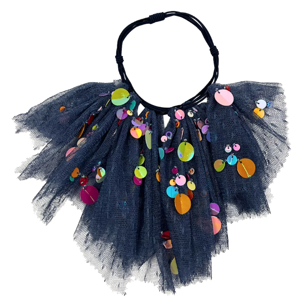 Tia Cibani Kids Child Stella Tulle Scrunchie Denim Blue