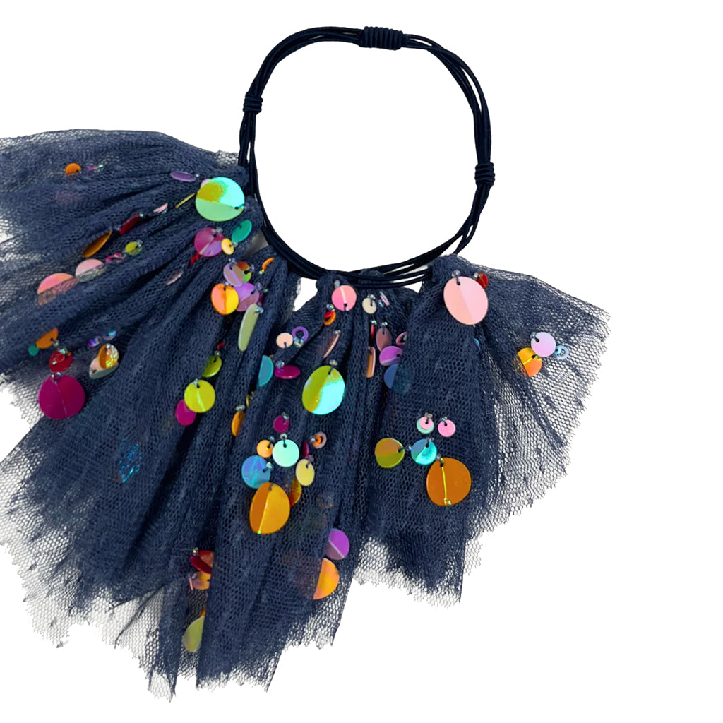 Tia Cibani Kids Child Stella Tulle Scrunchie Denim Blue