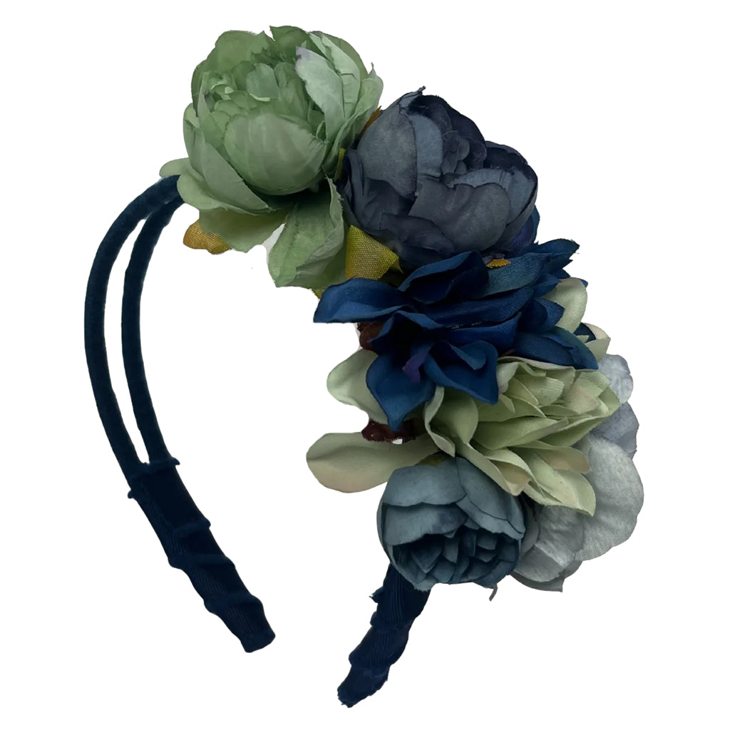 Tia Cibani Kids Child Asymmetric Flower Headband Denim Blue