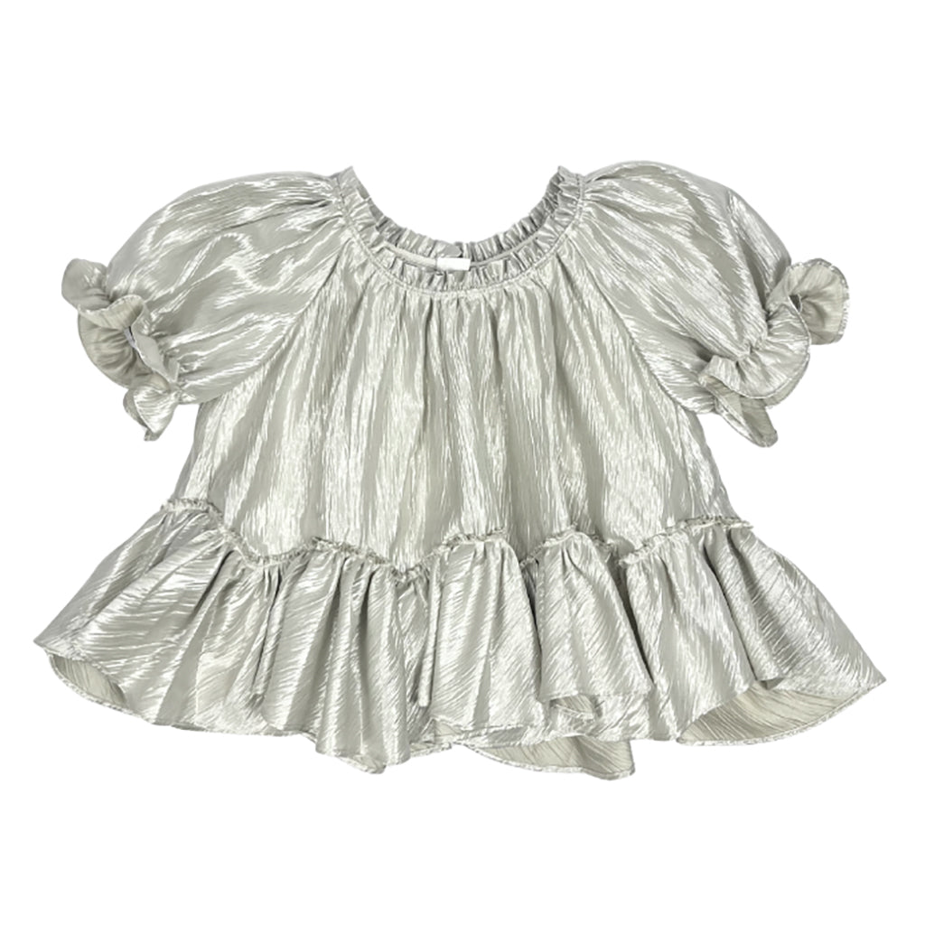Tia Cibani Kids Child Coco Lamé Blouse Ivory Cream