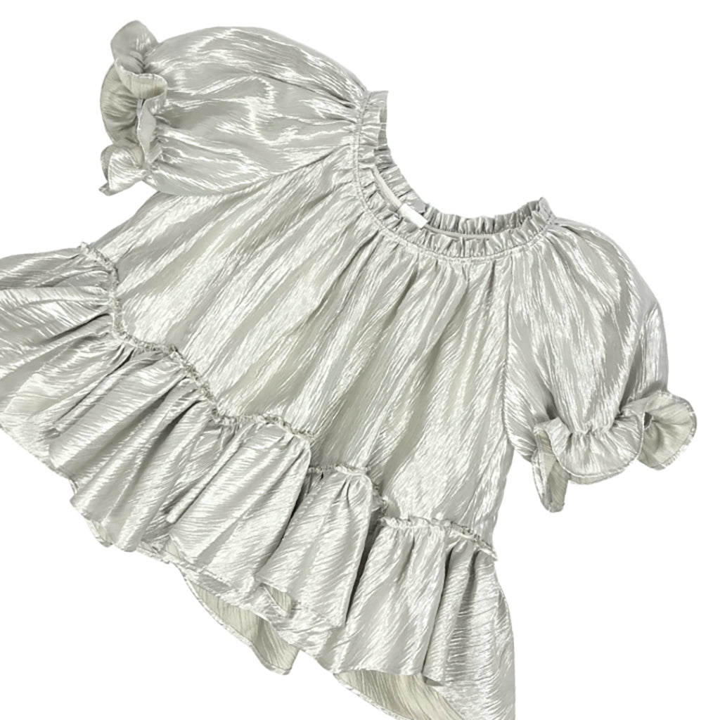 Tia Cibani Kids Child Coco Lamé Blouse Ivory Cream