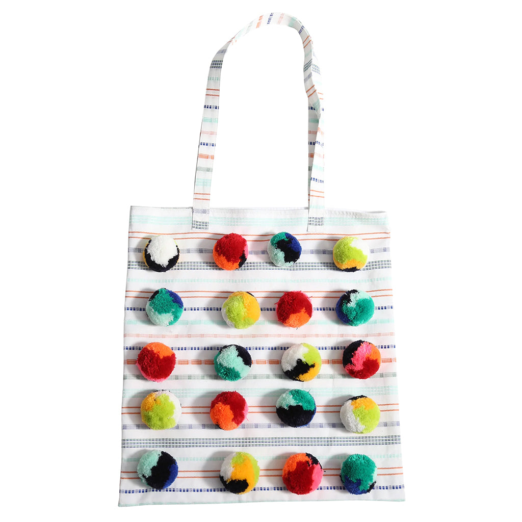 Tia Cibani Kids Pompom Tote Bag Sugar White Multicolour