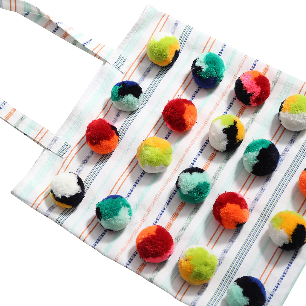 Tia Cibani Kids Pompom Tote Bag Sugar White Multicolour