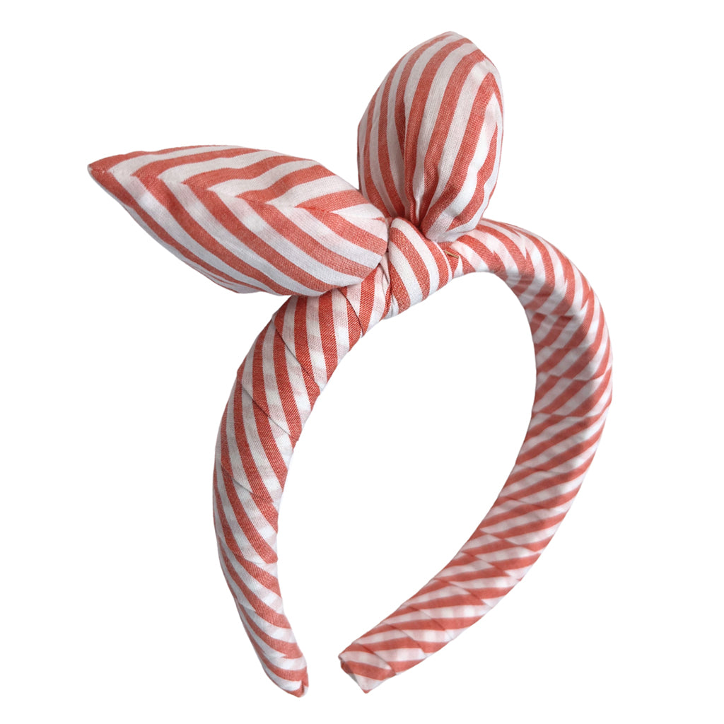 Tia Cibani Child Laurel Bow Headband Hibiscus Pink Stripes