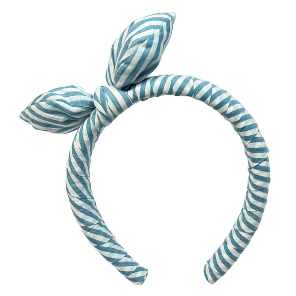 Tia Cibani Child Laurel Bow Headband Reef Blue Stripes