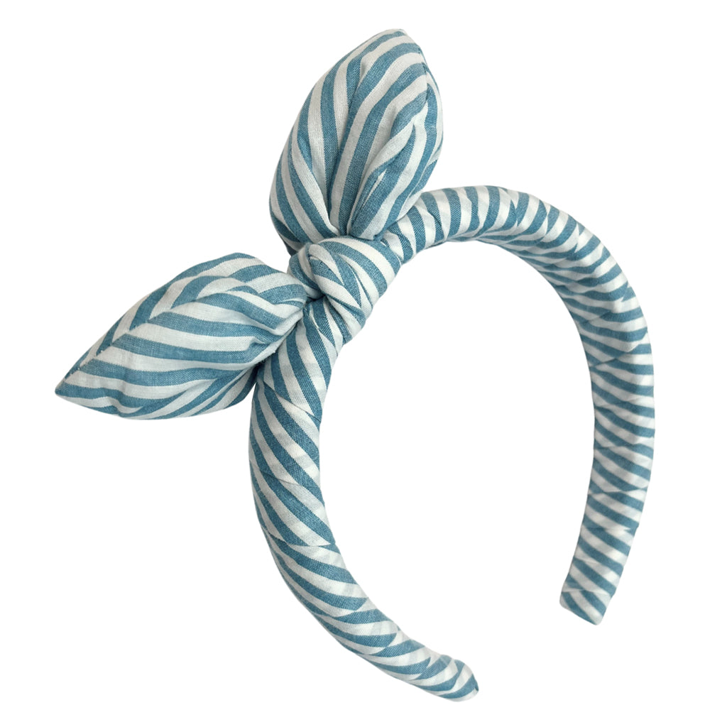 Tia Cibani Child Laurel Bow Headband Reef Blue Stripes